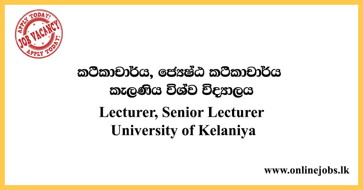 Lecturer, Senior Lecturer