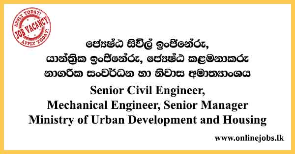Senior Civil Engineer, Mechanical Engineer, Senior Manager - Ministry of Urban Development and Housing